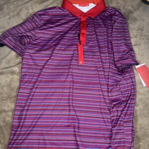 Redvanly Archer Polo Golf‎ Shirt Red Rio Stripe Size XXL New